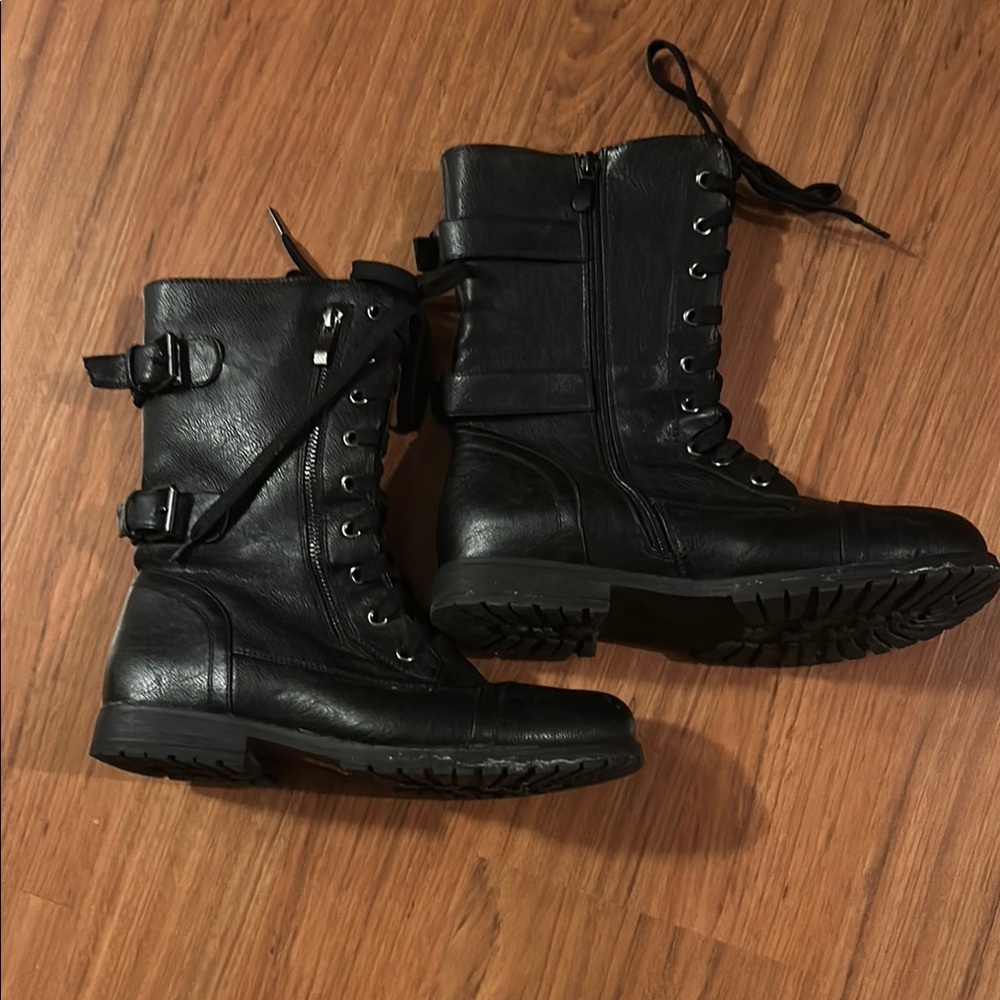 Black Lace-Up Combat Boots